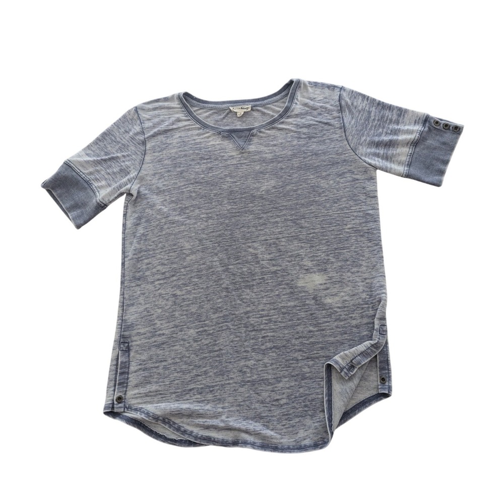 Jane and Delancey Women's M Blue Space‎ Dye Short Sleeve Top Button Detail